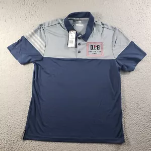 Adidas Shirt Men's Large Blue Gray Polo Athleisure Golf Double Par Stretch NWT - Picture 1 of 13