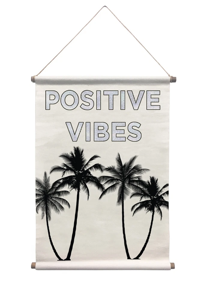 NEW Wall Pops "Positive Vibes" Palm Trees Canvas Tapestry 32"x18" — 第 1/4 张图片