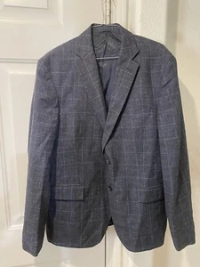 Abrigo deportivo a cuadros azul de dos botones mezcla de lana Todd & Gunn para hombre talla XL - Imagen 1 de 11