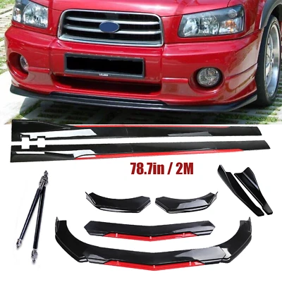 For Subaru Forester Front Bumper Lip Splitter Spoiler Glossy Black Red Body Kit Foto 1 de 4