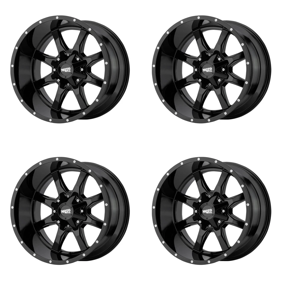 4x Ruedas Moto Metal 17x8 MO970 Negro Brillante 5x5 5x5.5 5x127 5x139.7 +0mm 4.50" Foto 1 de 1