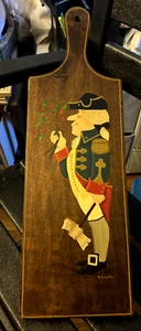 VTG Folk Art Hand painted Signed Wood Paddle Cutting Charcuterie Board 7x21"NICE - Picture 1 of 6