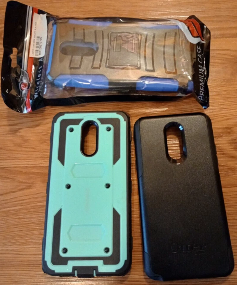Lote de fundas para teléfono LG Stylo 5 Otter Box, cubierta verde azulado, funda azul premium/con clip Foto 1 de 4
