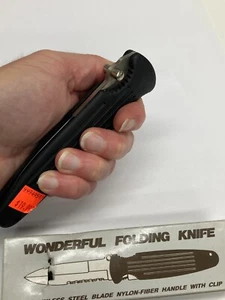 Large Black Folding Knife w/Combo Blade, Thumb Switch, and Pocket Clip JY-8007 - Picture 1 of 22