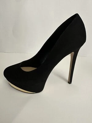 Zapatos de tacón Aldo para mujer de gamuza negra con diseño dorado talla US 7 Foto 1 de 4