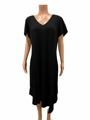 Vestido midi regular tejido crepé con dobladillo asimétrico talla pequeña H by Halston para mujer  Foto 1 de 2