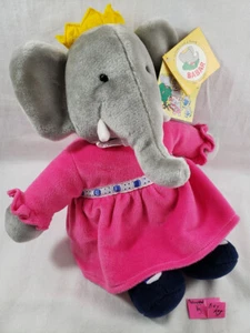 Celeste Elefant Plüsch NEU 1989 Gund Babar Mädchen rosa Kleid Königin Stofftier - Bild 1 von 12