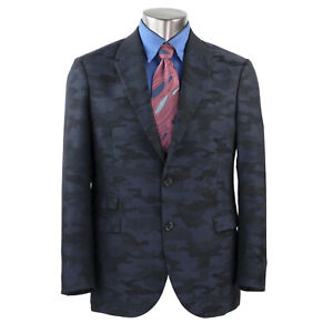 New Navy NEIL BARRETT Slim Fit Camouflage Jacket Blazer Cotton 52 IT / XL $1475
