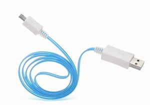 Visible LED Light Up Flat Micro USB Cable - Blue - Picture 1 of 1