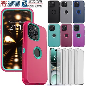 For iPhone 15 Pro Max 15 Plus Shockproof Heavy Duty Case Cover / Tempered Glass - Picture 1 of 61