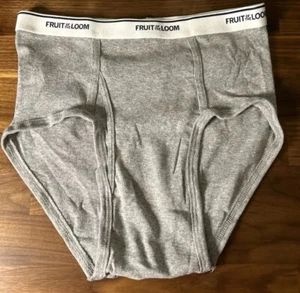 Vintage Fruit Of The Loom Boys Briefs Size XL or Mens Small Gray Spell Out - Picture 1 of 4