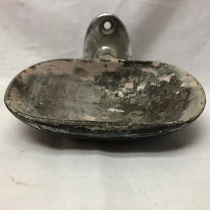 Antique Industrial Nickel Brass Soap Dish - Picture 1 of 7
