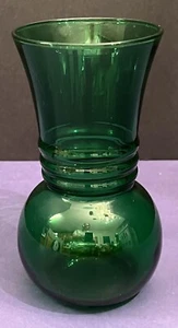 Vintage MCM Forest Green 6” Anchor Hocking Flower Vase - Picture 1 of 6