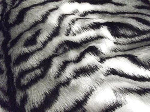 Tier Spaß Kunstfell Stoffmaterial - SILBER GRAU/WEIßER TIGER - Bild 1 von 1