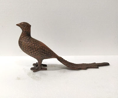 Estatuilla de metal de pájaro faisán estatua escultura decoración cobre acabado antiguo Foto 1 de 4