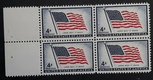 1957 United States Block of 4 American Flag Anniversary Stamps Mint - Picture 1 of 2