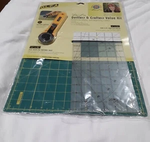 OLFA (M' LISS) QUILTERS & CRAFTERS VALUE KIT ROTARY CUTTER, HEALING MAT, RULER - Picture 1 of 6