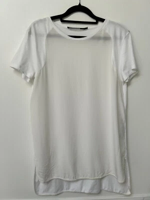 Camiseta SPORTMAX CODE Blanca Algodón y Seda Espalda Más Larga M UK10-12 £180 Foto 1 de 4
