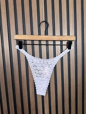 New Victorias Secret String Thong Large Purple Lace Flower Panties Tanga - Image 1 of 4