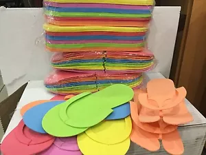 12 , 24 Pairs Disposable Foam pedicure Spa Flip Flop Slipper 6 Assorted color - Picture 1 of 11
