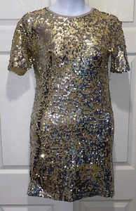 Vestido Camiseta Free Press Manga Corta Lentejuelas Sobre la Rodilla Para Mujer S - Imagen 1 de 8