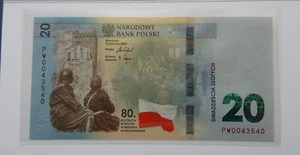 Banknote Polen 20 złotych 2024 - 80 - The Warsaw Uprising UNC in folder +leaflet - Bild 1 von 7