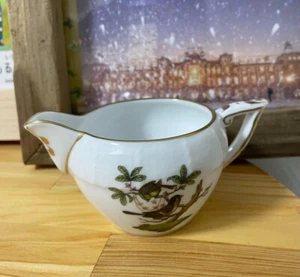 Herend Creamer Rothschild Bird Pattern Porcelain Milk Jug Butterfly Gold Trim - Picture 1 of 3