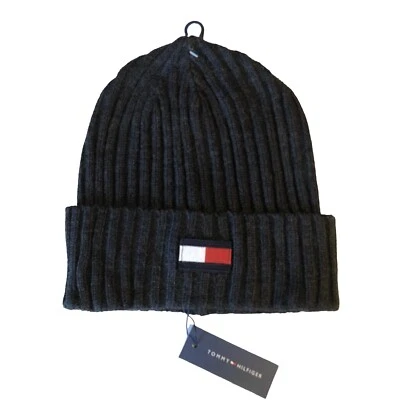 Tommy Hilfiger Gorro Bandera Acanalada Puños Para Hombre Talla Única Gris Carbón Nuevo Con Etiquetas Foto 1 de 4