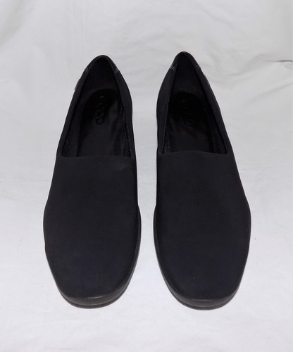 Mocassini slip on ECCO Rise GTX nero elasticizzato tessuto Gore Tex con bordo in pelle 41 EU