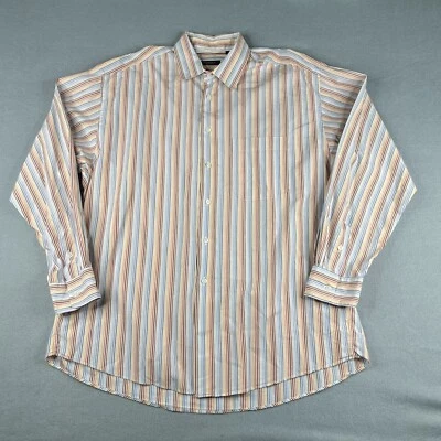 Camisa Burberry London XL colorida a rayas con botones manga larga hecha en EE. UU. para hombre Foto 1 de 4