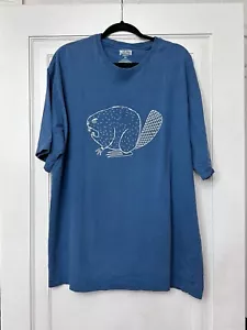 Duluth Trading Shirt Men Extra Large Longtail T Blue Angry Beaver Relaxed Fit - Picture 1 of 4