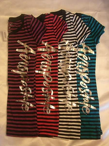 Womens Aero 1987 Aeropostale Logo, Striped, Super cute! Lots of sizes and colors - Picture 1 of 11