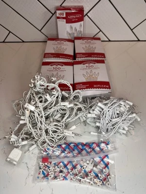 Set of 7 Holiday Time Clear White Cord 100 Mini Light set. New and Used - Image 1 of 4