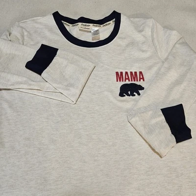 Dearfoams Cozy Comfort Women Crew Neck Pajama Top Cream Mama Bear Size 18-20 2X - Image 1 of 4