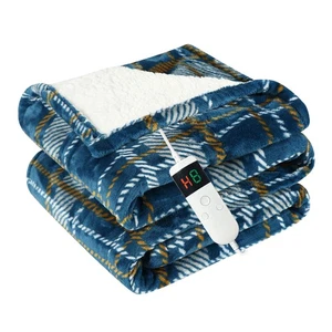 Electric Heated Blanket Throw Size 50''x60'' Soft Flannel & Sherpa Electric B... - Picture 1 of 7