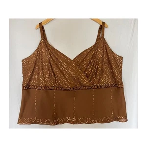 NEU Lane Bryant Pailletten Babydoll Tank Top Damen Gr. 28 verstellbare Träger Bronze  - Bild 1 von 10
