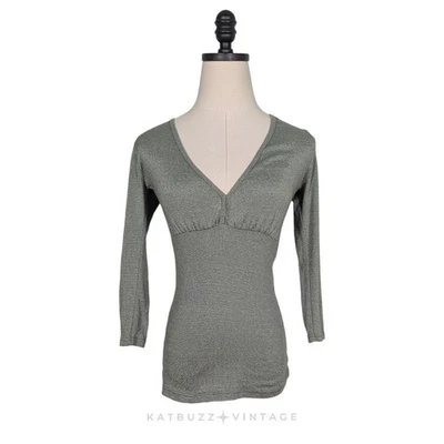 Y2K Michael Stars Babydoll Top OS M Green Twilightcore Elena Bella Sleeve - Image 1 of 4