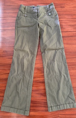 Pantalones de vestir City Streets para mujer talla 1 verde oliva a rayas mezcla de algodón 28x31 Foto 1 de 4