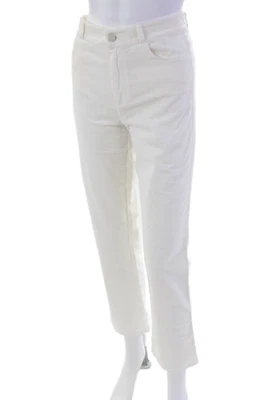 Pantalones Paige Mujer Algodón Pana Cindy Tiro Alto Pierna Recta Blanco Talla 28 Foto 1 de 4