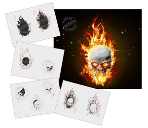 AS-326 Skull Multilayer stencil template acryl airbrush spray wall paint tattoo - Picture 1 of 2