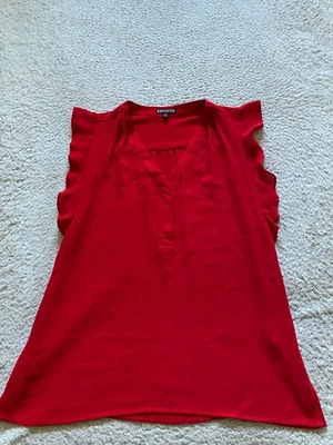 Express Women Sleeveless V-Neck Blouse Red Size S - Image 1 of 4