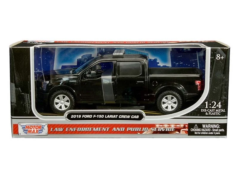 Ford F-150 Lariat Crew Cab w/ Lightbar - Black 1:24 Scale Model - Motormax 76981 - Image 1 of 1