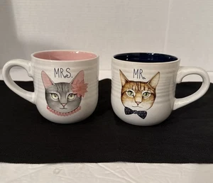 Mr & Mrs Cat Kitty Kaffee schwere Tassen Katzenliebhaber Braut Bräutigam Paare-Kaffeetasse - Bild 1 von 13