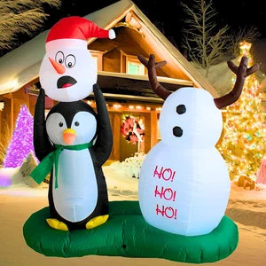 5 Fuß Aufblasbarer Schneemann und Pinguin Outdoor Dekoration, Weihnachten Explosion Hof De - Bild 1 von 7