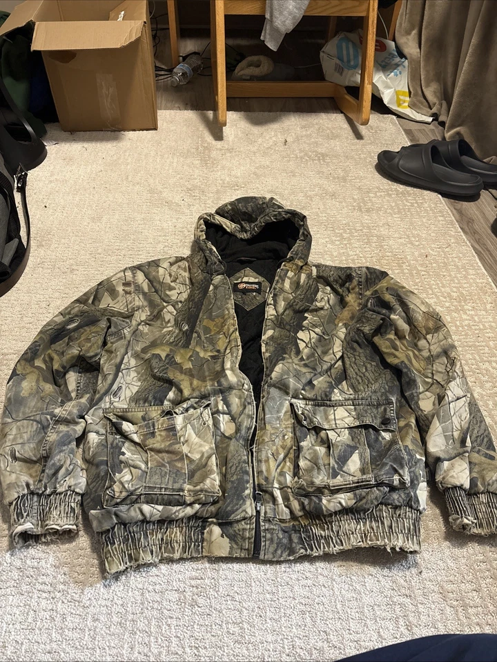 Outfitters Ridge Jacket Mens S Camo Bomber Lined Hooded Realtree Hardwoods - Image 1 of 4