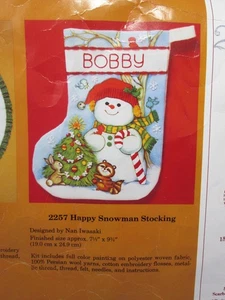 Vintage 1980er Weihnachten Happy Schneemann Strumpf Kit Creative Circle 2257 kitschig - Bild 1 von 4