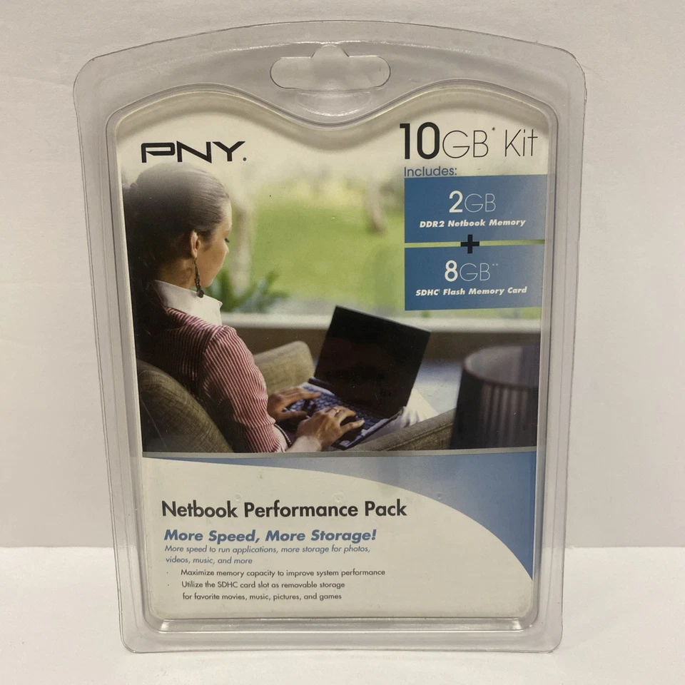 PNY Netbook Performance 2GB DDR2 Laptop Memory & 8GB SDHC P-NB-SD8DDR2G-FS - NIP - Image 1 of 2