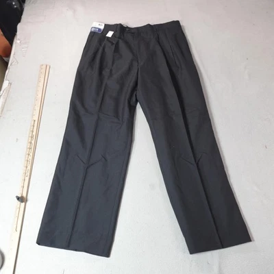Arrow Dress Pants Mens 38x30 Black Pleated Wool Blend Durable Press Office Work - Image 1 of 4