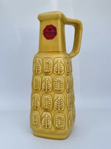 Bay Keramik 250-25 Yellow Leaf Pattern Vase (west German 25.5cm Tall) Vintage - Picture 1 of 15