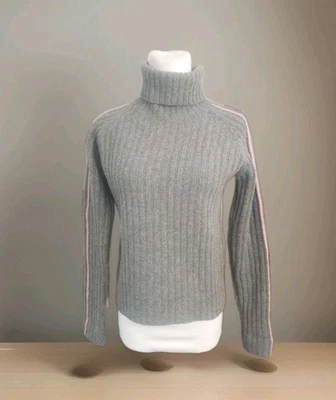 Suéter Horny Toad 100% Lana de Cordero Talla XS Gris Cuello Alto Acanalado Tejido Manga Academia Foto 1 de 4